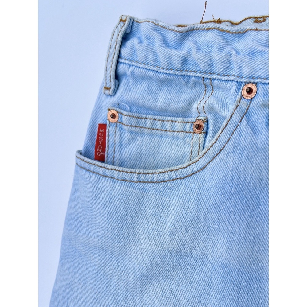 Vintage Mustang Jeans Mens 38x30 Relaxed Straight Leg Light Wash 90s Denim - Picture 10 of 13